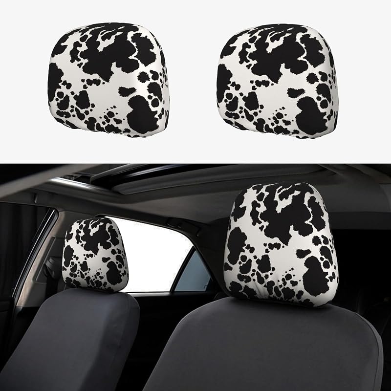 Capa para Encosto de Cabeça de Banco Automotivo FalePrint com Estampa Camuflada de Vaca em Poliéster 2 unidades