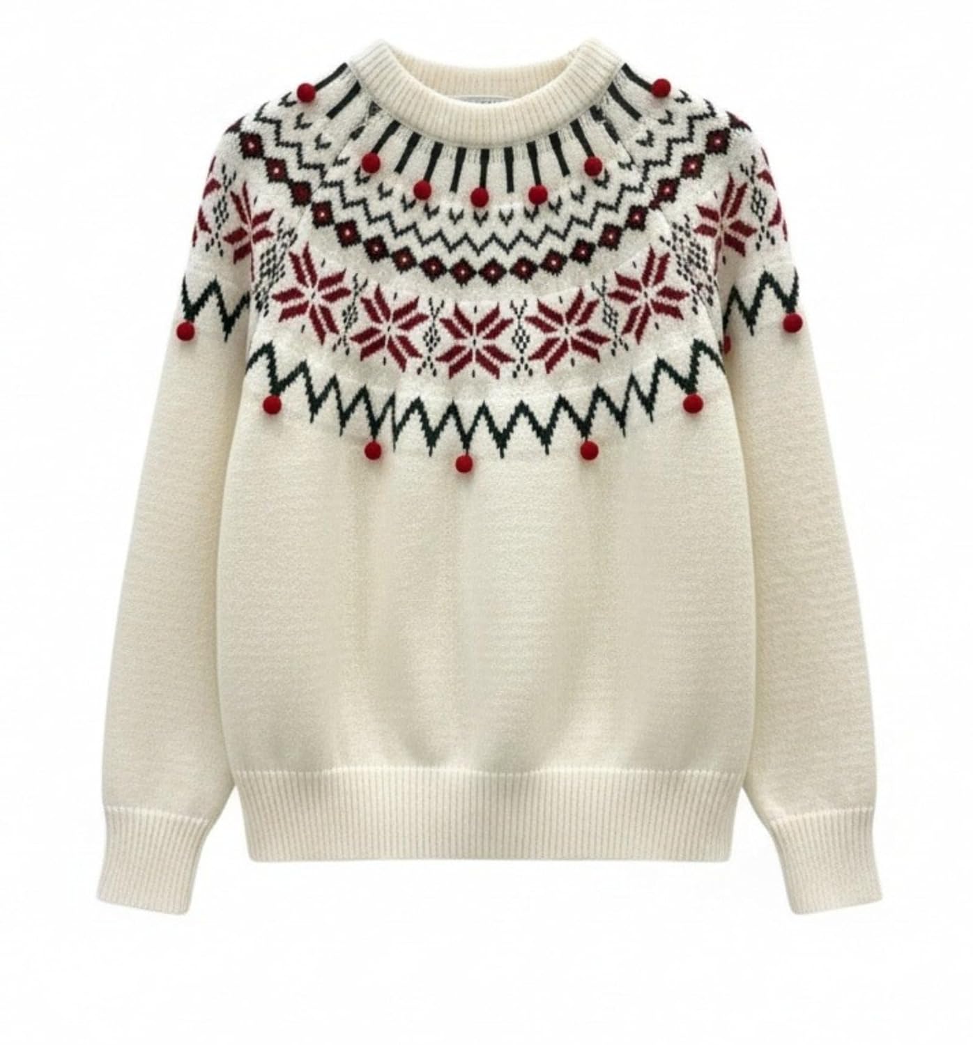 Fair Isle Sweater Women Crewneck Knit Sweater for Women Long Sleeve Sweatshirt Vintage Pullover Winter Wear