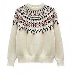 Fair Isle Sweater Women Crewneck Knit Sweater for Women Long Sleeve Sweatshirt Vintage Pullover Winter Wear