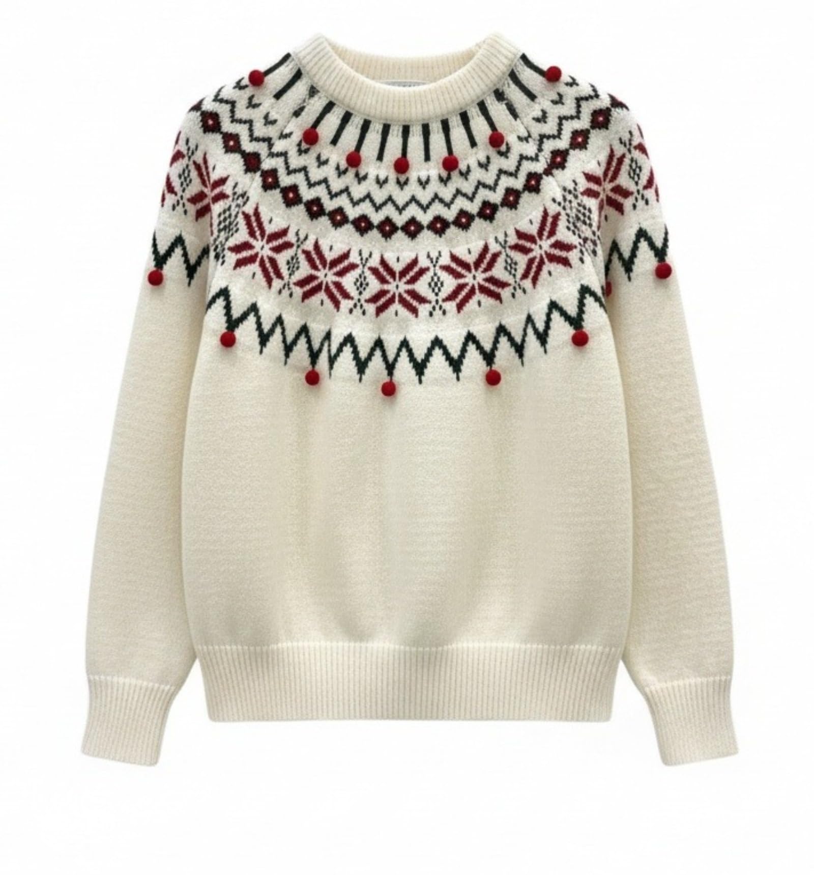 Fair Isle Sweater Women Crewneck Knit Sweater for Women Long Sleeve Sweatshirt Vintage Pullover Winter Wear