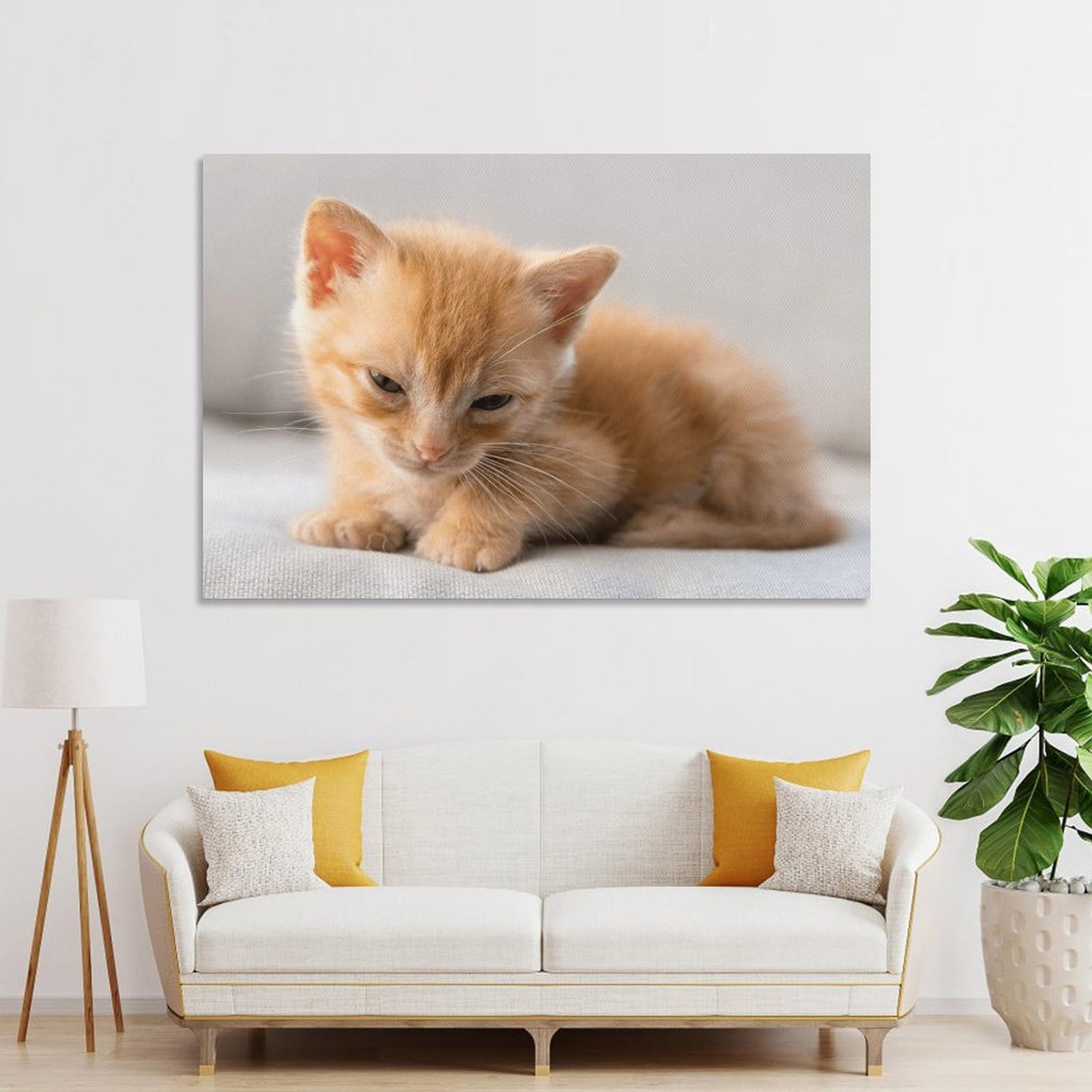 Junmoney Unframe-Style-17 Ginger Kitten Cute Home Decor Wall Art 24X36inch(60X90cm), For Bedroom, Guest Room Or Reading Nook, Decorative Wall Art For Cosy Rooms