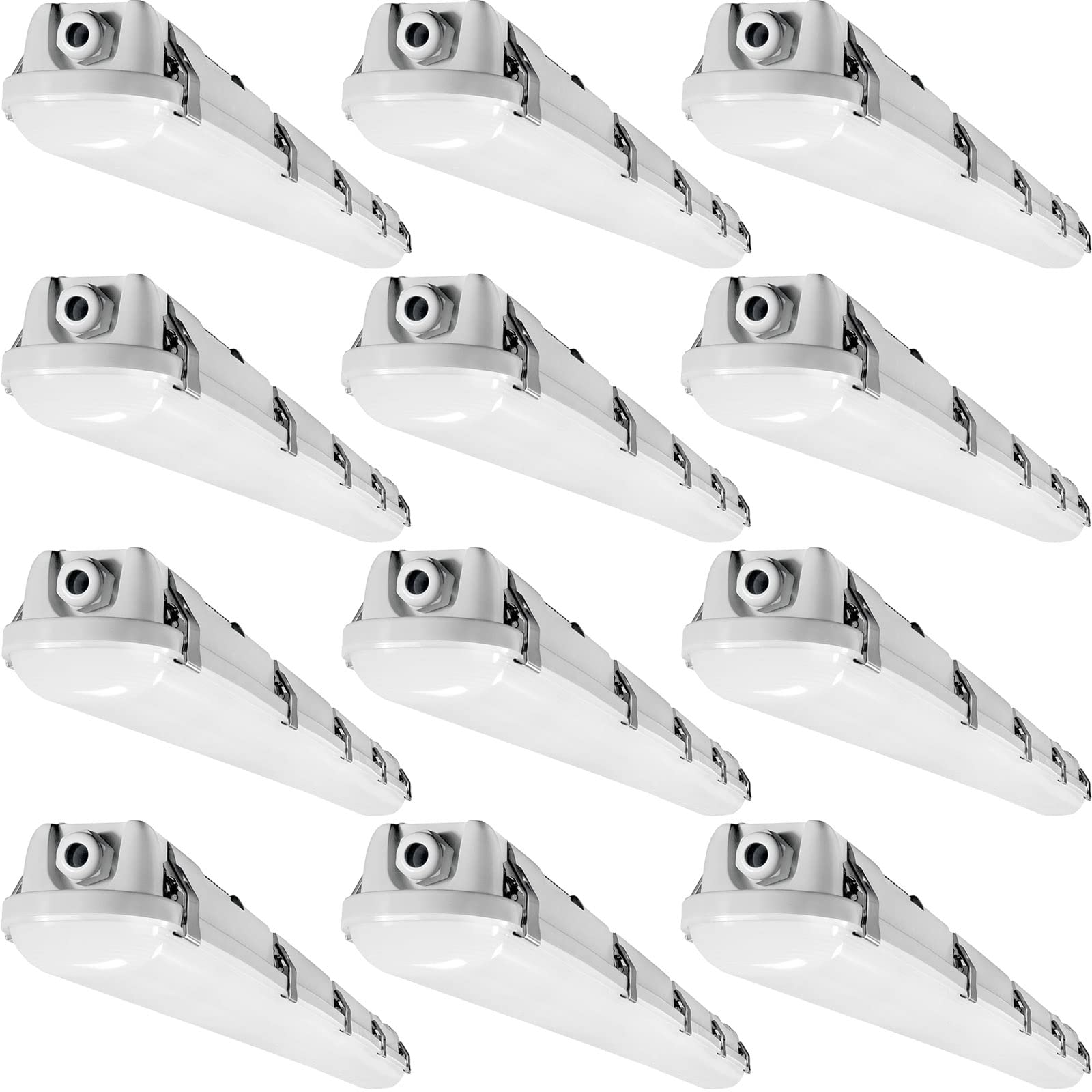 4-stopowa lampa LED odporna na parę – 40 W, 50 W, 60 W, z możliwością wyboru, 3CCT, 3000 K–5000 K, IP66, do warsztatu na mokro, do myjni samochodowej w garażu(12 Pack)