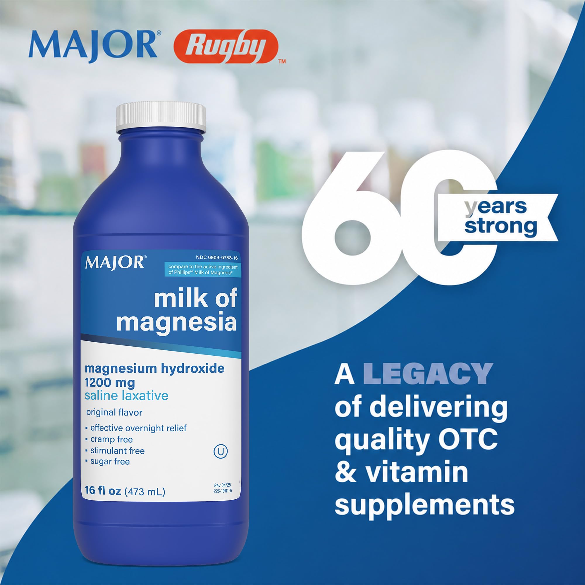 MAJOR Milk of Magnesia Saline Laxative - Original Flavor - Effective Overnight Relief - Stimulant-Free, Sugar-Free - 16 Fl Oz — Amazon image 2
