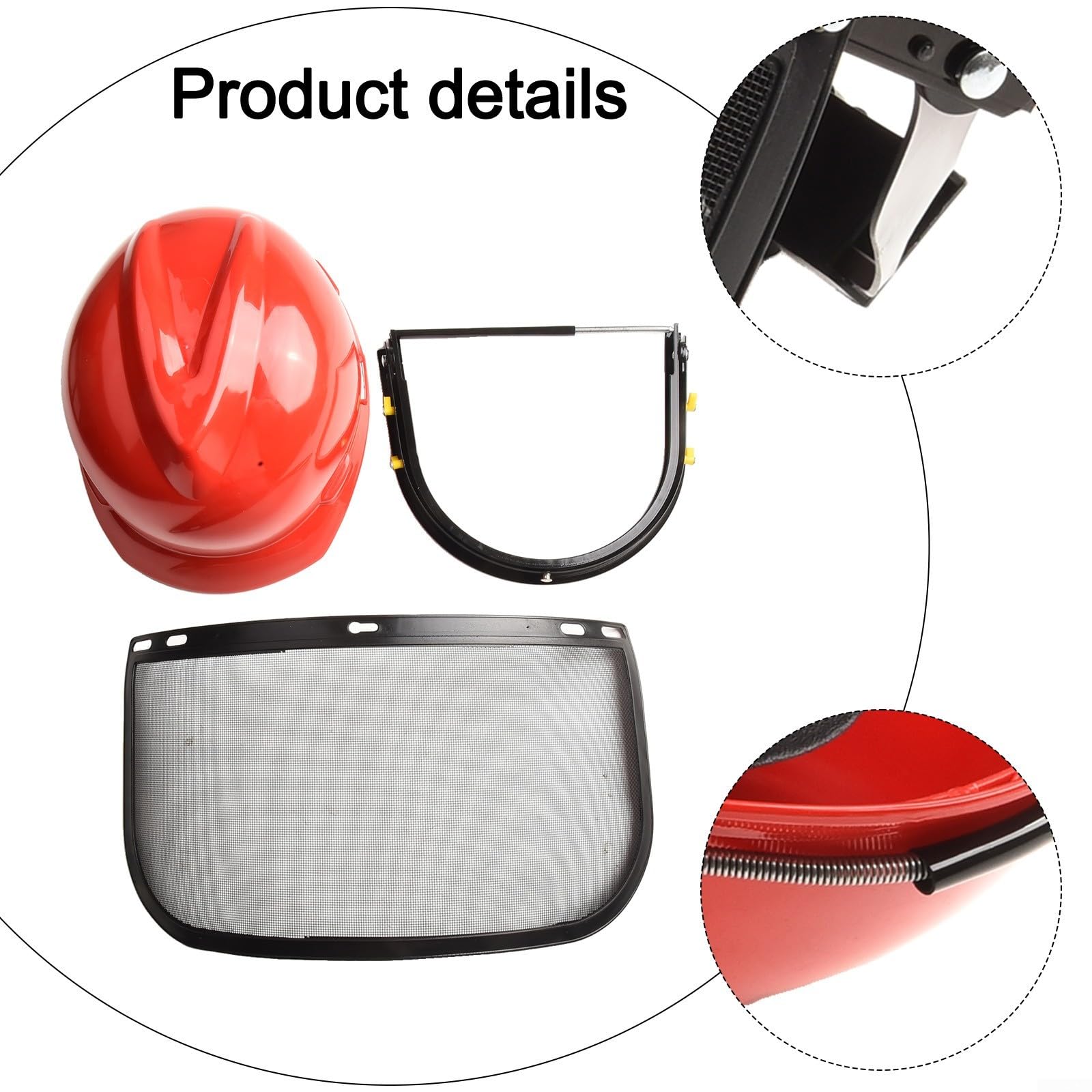 Casco de seguridad para motosierra con visera de malla roja para cortacésped, trabajo forestal, equipo de protección para operadores de jardín