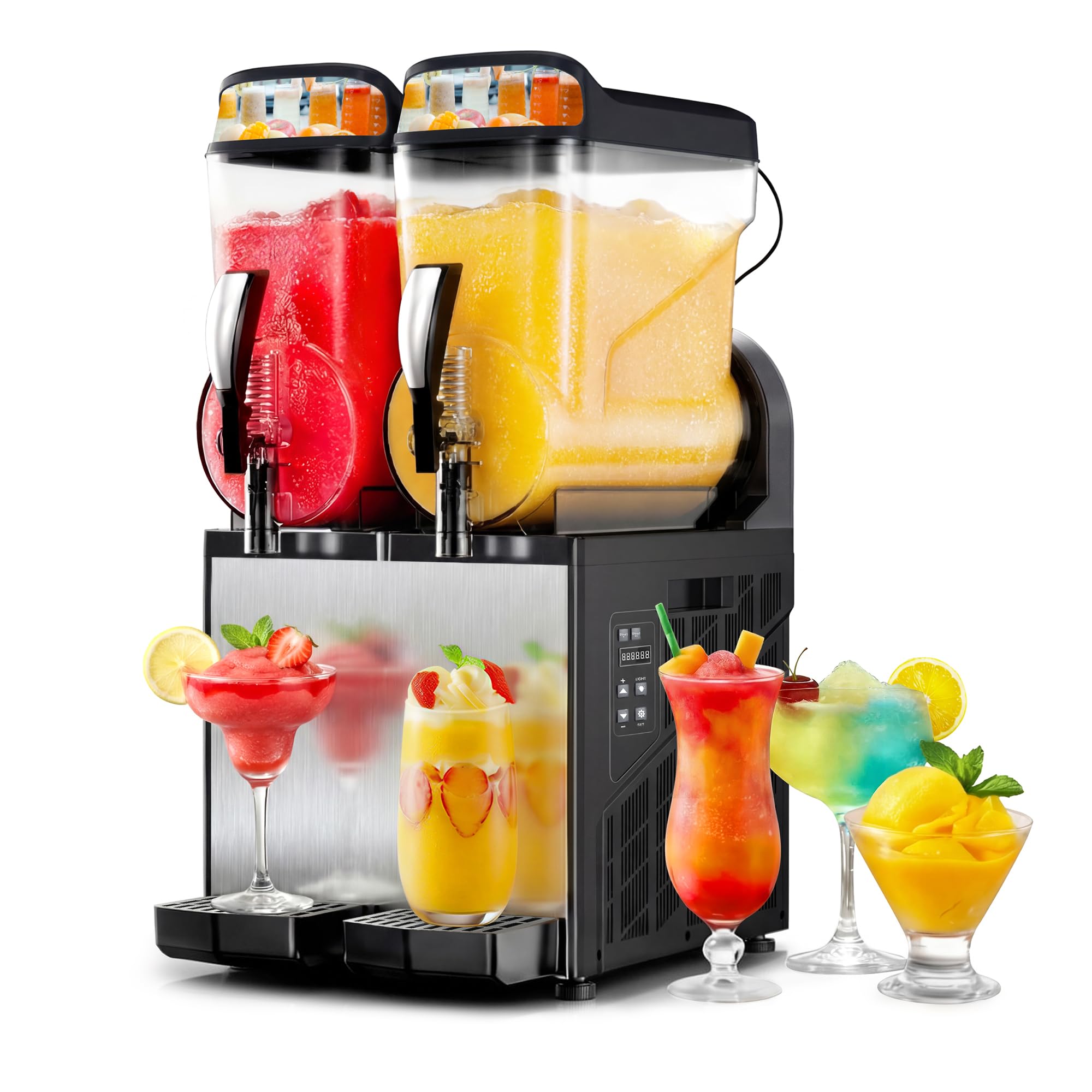 Photo 1 of **FOR PARTS ONLY, DOESNT GET COLD**ICEVIVAL 30L Double Tanks Commercial Slushie Machine, Margarita Frozen Drink Machine with Independent Controls & LED,Commercial Slushy Machine Top for High-Traffic Bars Restaurants, ETL Certificated ***ALLOW UPRIGHT FOR 