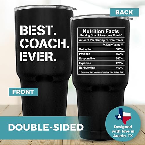Miniatura 3 de KEDRIAN Vaso de 30 onzas con texto en inglés "Best Coach Ever", regalos de agradecimiento para entrenadores, regalos para hombres, regalo para el