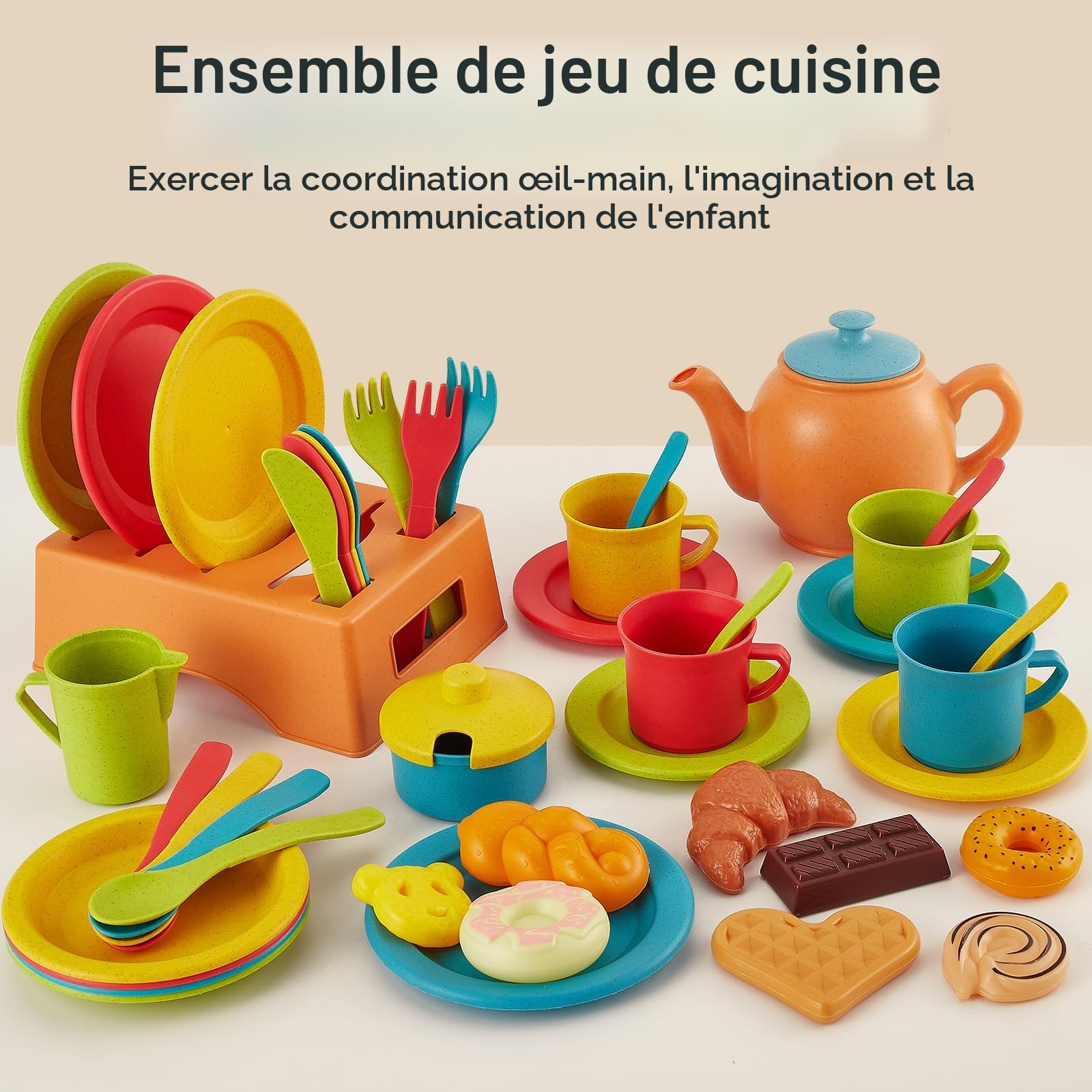 Service à Thé pour Enfants,Dînette Enfant Accessoire Jouet de Cuisine Faisant Se Service à Thé pour Enfants,Dînette Enfant Accessoire Jouet de Cuisine Faisant Se