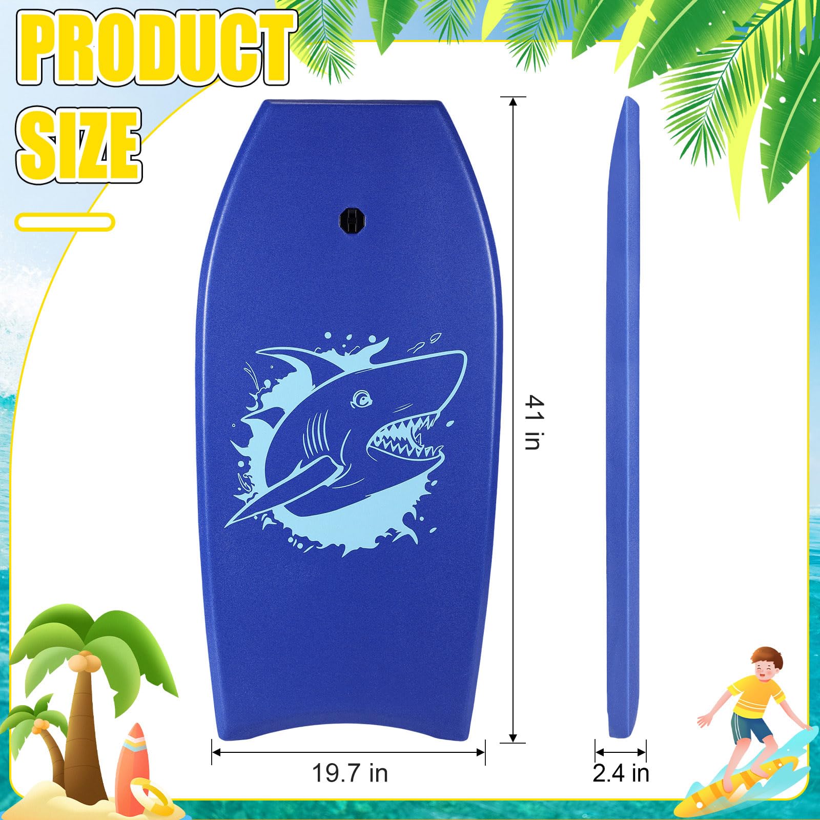 Blueweenly Bodyboards für Strand, leichte PE-Bodyboard-Surfbretter mit EPS-Kern, Handgelenk-Leine, XPE-Deck und HDPE-glatte Unterseite, für Kinder, Teenager, Erwachsene, Pool-Surfen, 2 Stück