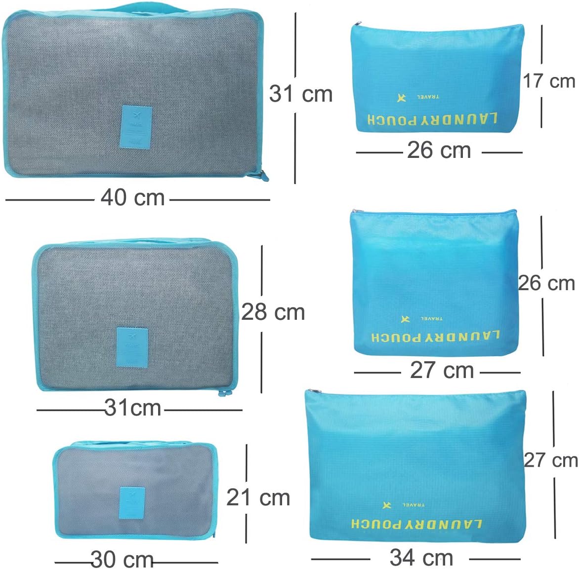  | M-jump 6 Set Travel Storage Bags Multi-functional Clothing Sorting Packages, Travel Packing Compression Pouche, Luggage Organizer Pouch (grey) | Packing Organizers