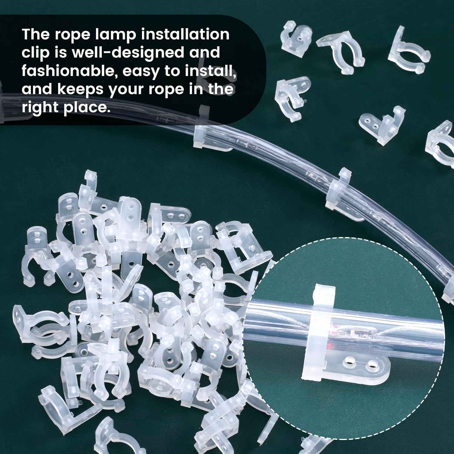 70 Sets 1/2 Inch Rope Light Clips, Led Strip Mounting Clips with 140pcs Screws, Outdoor Rope Light Hangers Fixing Clamps for Wedding, Party, Festival