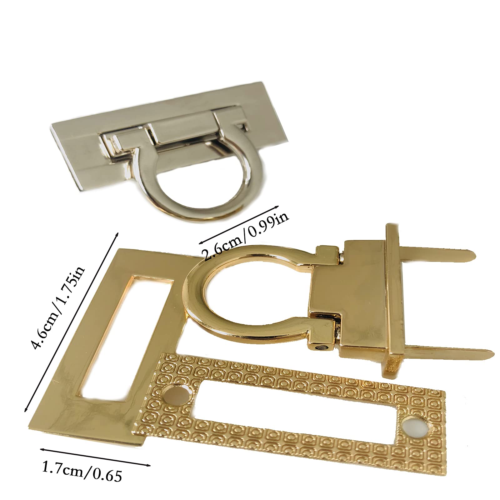 4 Stuks Draaisluiting Tasslot – Zinklegering, Voor DIY Tassen, Portefeuilles En Lederwerk