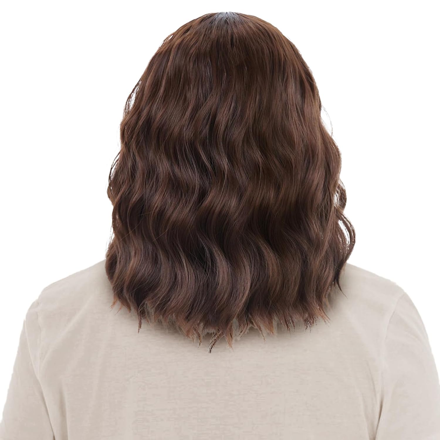 Men Wig Brown Shoulder Length Wavy Brown Wig Middle Part Male Hair for Cosplay Halloween Party