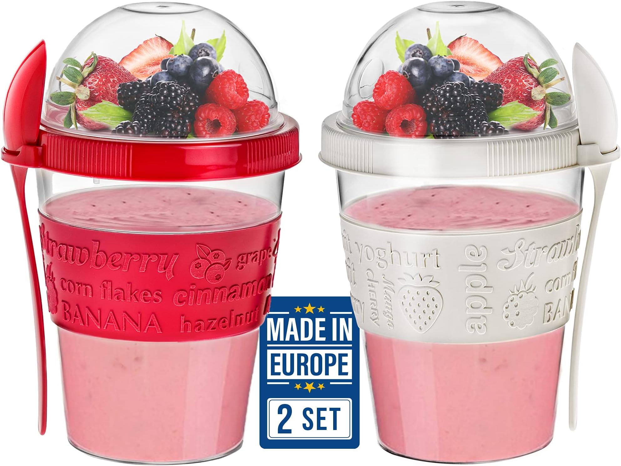 CRYSTALIA Yogurt Parfait Cups with Lids