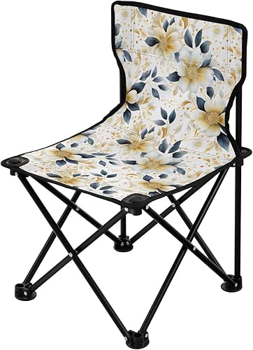 Outdoor Folding Watercolor Yellow Floral Camping Chairs for Adults Portable Camping Chair Lightweight Lawn Chair 202a6149