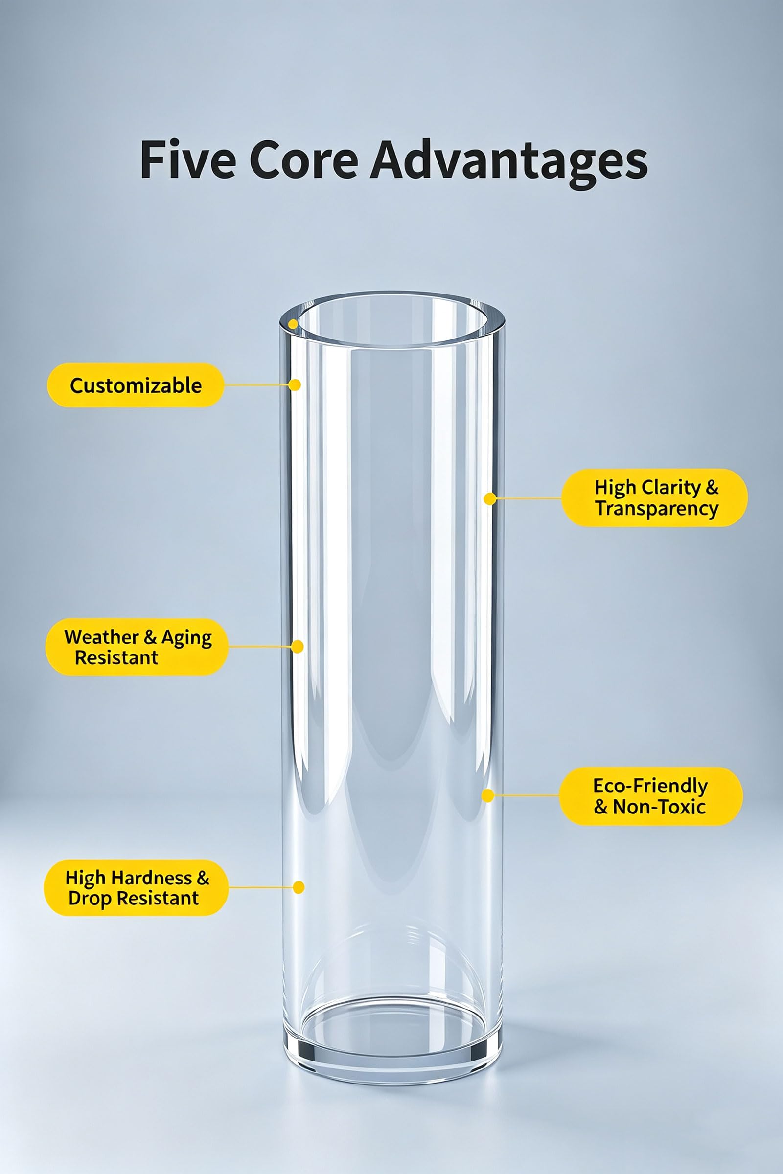 Klares Acryl-Rundrohr 300 Mm Außendurchmesser X 1 M, 1 Stück Transparenter PMMA-Hohlrohr Für DIY-Bastelarbeiten,300 * 10mm | Hohe Optische Klarheit, Glatte Glänzende Oberfläche, Leicht und Stabil, Einfach Zu Schneiden und Zu Bearbeiten