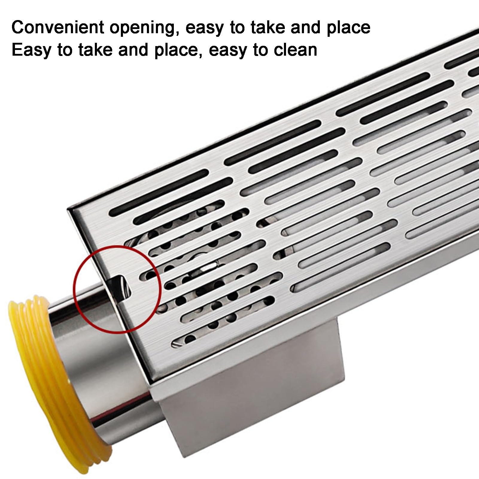 Desagüe Lineal con Rejilla Cuadrada extraíble, de Acero Inoxidable 304 con Ranuras, Apto para desagües de cocinas de Patio y alcantarillas (Plata-M, 60x12 cm/23,6x4,7 Pulgadas).