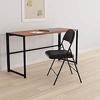 Vista 2 de Yaxa Basics Cómodas sillas plegables de acero metálico acolchadas con vinilo, color negro, paquete de 4