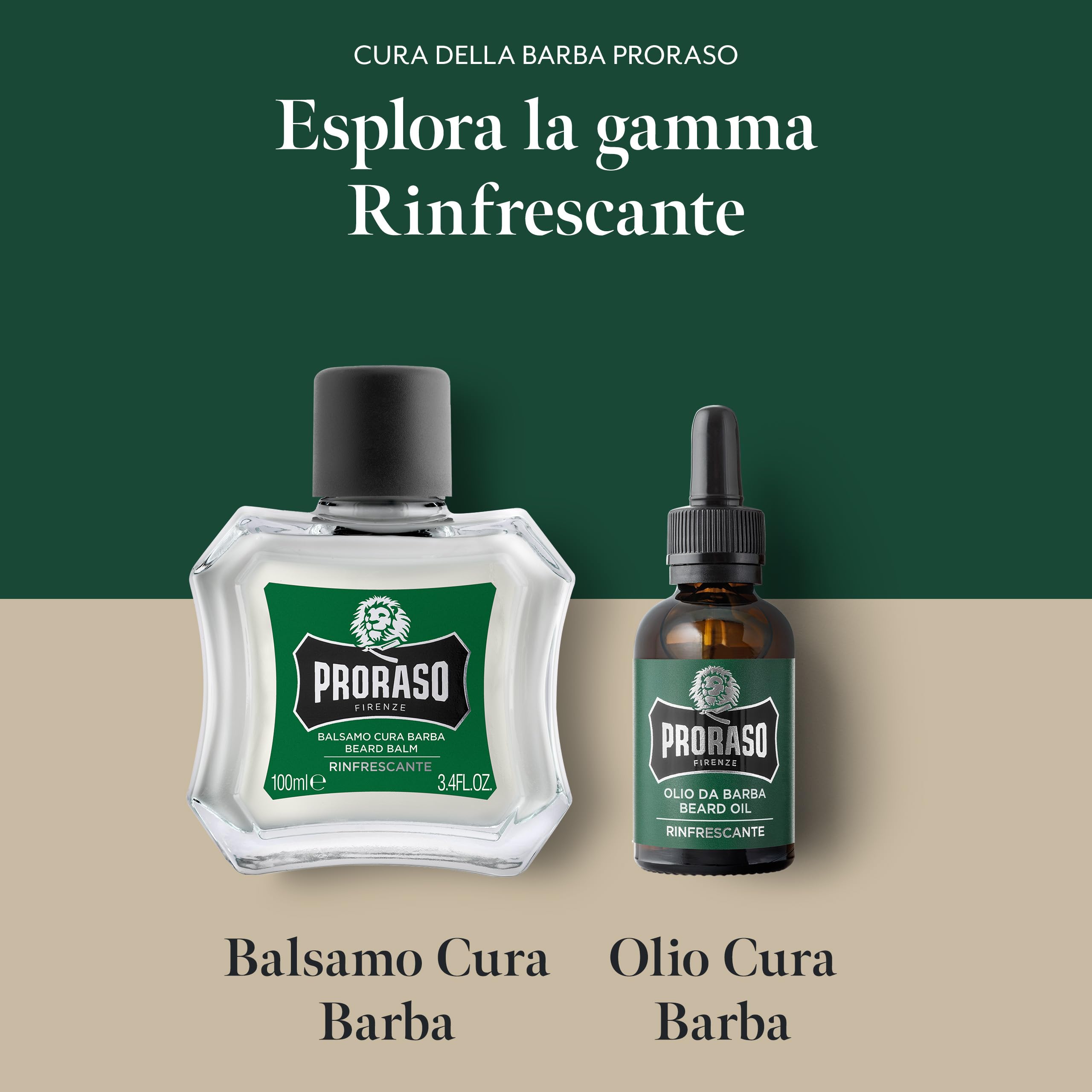 Proraso Balsamo Cura Barba Rinfrescante, 100ml, Balsamo barba uomo per nutrire e ammorbidire la pelle ottenendo immediato sollievo, Made in Italy