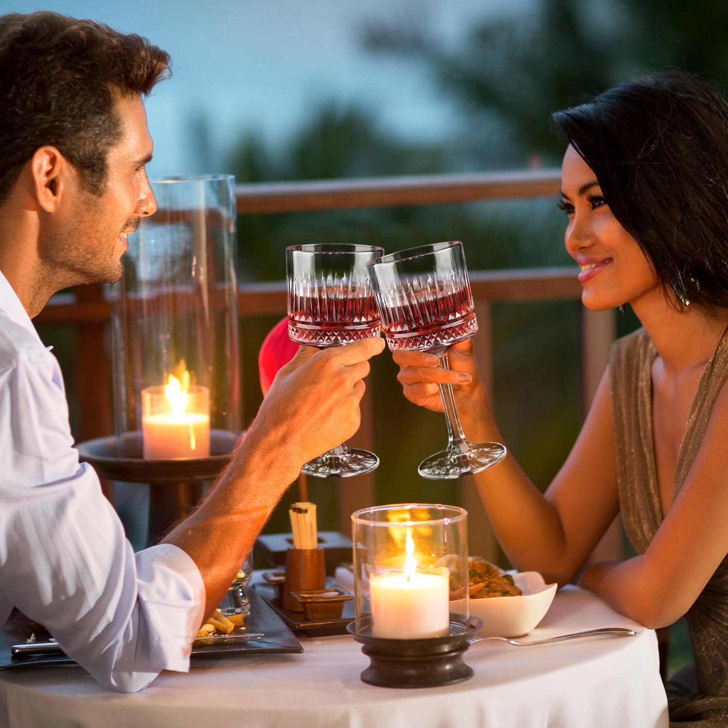 Wine Glasses Set of 4, 13.5oz Crystal Wine Glasses, Lead-Free Square Wine Glass with Long Stem, Wine Gifts for Wedding Birthday - Image 7