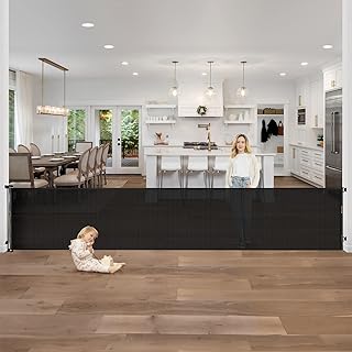 155 Inch Extra Long Baby Gates for Large Openings Retractable Baby Gates Extra Wide Baby Gate Indoor Extra Large Baby Gate Retractable Dog Gates for The House Outdoor Pet Gate Mesh Dog Gate