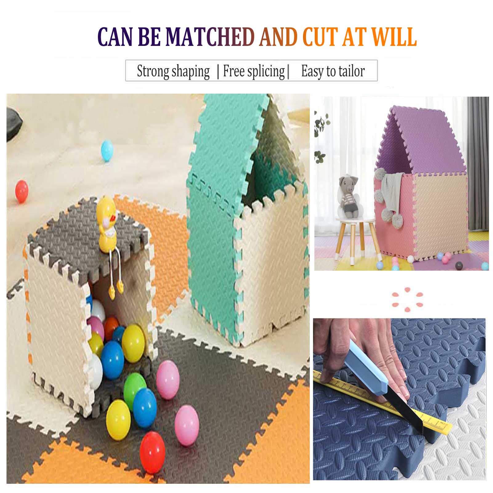 Tappetino da Gioco per Bambini, Tappetino per Puzzle Extra Large, Morbido E Spesso (1,2 Cm) - Protezione del Pavimento per Garage Esercizio Yoga Sala Giochi,Gray+White+Dark Blue,8
