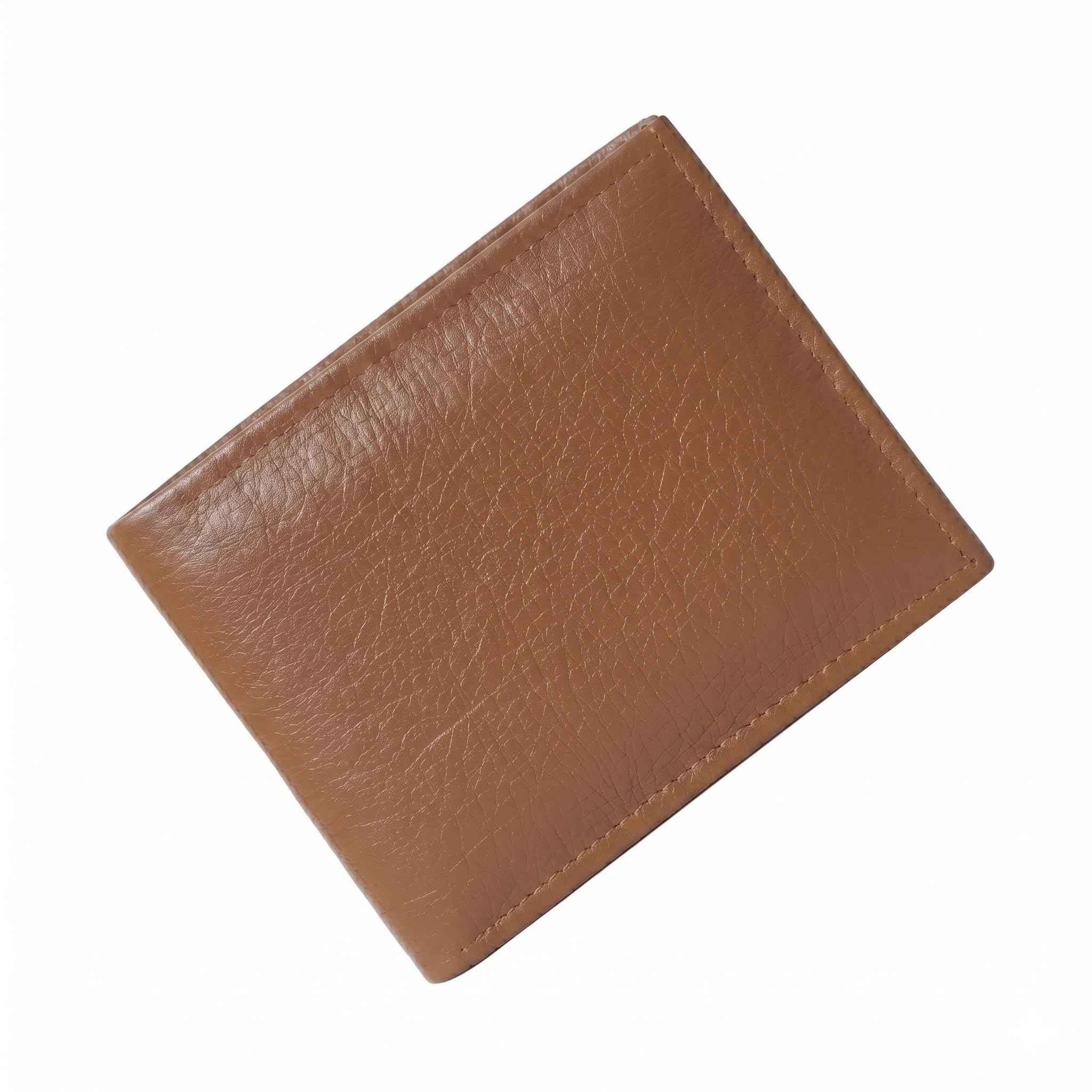 Men's Slim Tan Artificial Leather Wallet - Contemporary Vegan Bifold-image-24