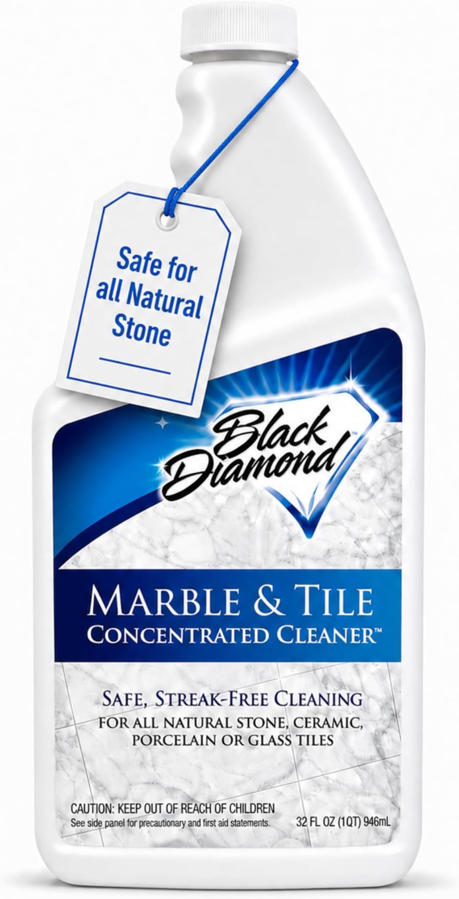 Black Diamond Stoneworks Marble & Tile Floor Cleaner Concentrate, 1 Quart | pH Neutral, Streak-Free & No-Rinse Formula, For Granite, Travertine, Limestone, Slate, Ceramic & Porcelain Floors