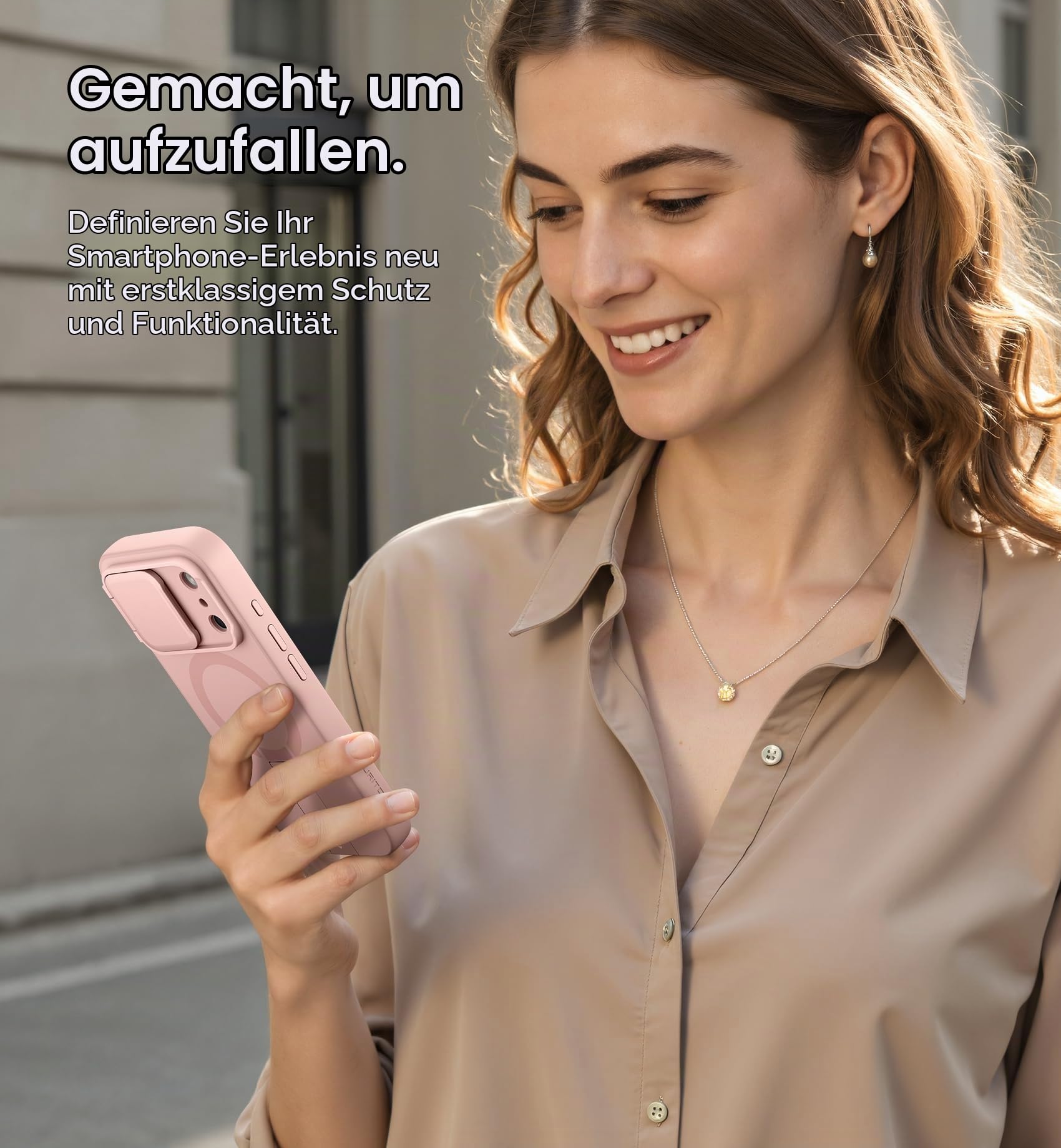 SURITCH Magnetisch hülle Kompatibel mit iPhone 17 Pro Max, Stoßfest Handyhülle Kratzfest Schutzhüllemit Kamera Steuertaste & Kameraabdeckung & verstellbarem Kickstand(Rosa)