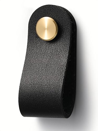 JIASENBAO Tiradores de cuero negro para cajones, paquete de 6 manijas de cuero para gabinetes de cocina, cajones de baño, aparadores de muebles