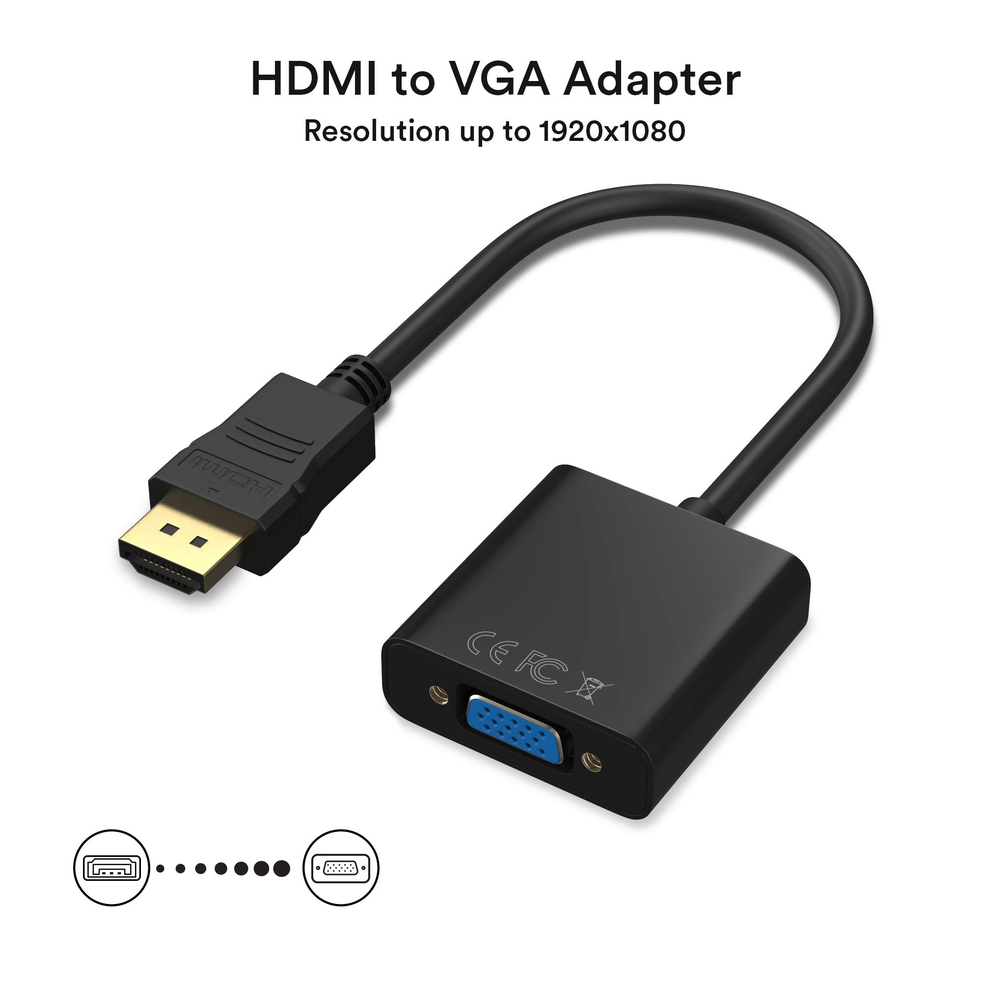 Adattatore HDMI VGA TIMLand – Convertitore Maschio-femmina Placcato Oro, 1080p, Per Laptop, PC, Proiettore E Monitor