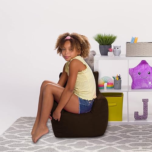 Miniatura 2 de Posh Creations Puf estructurado cómodo para jugar, leer y ver la televisión, silla Pasadena, microgamuza - chocolate