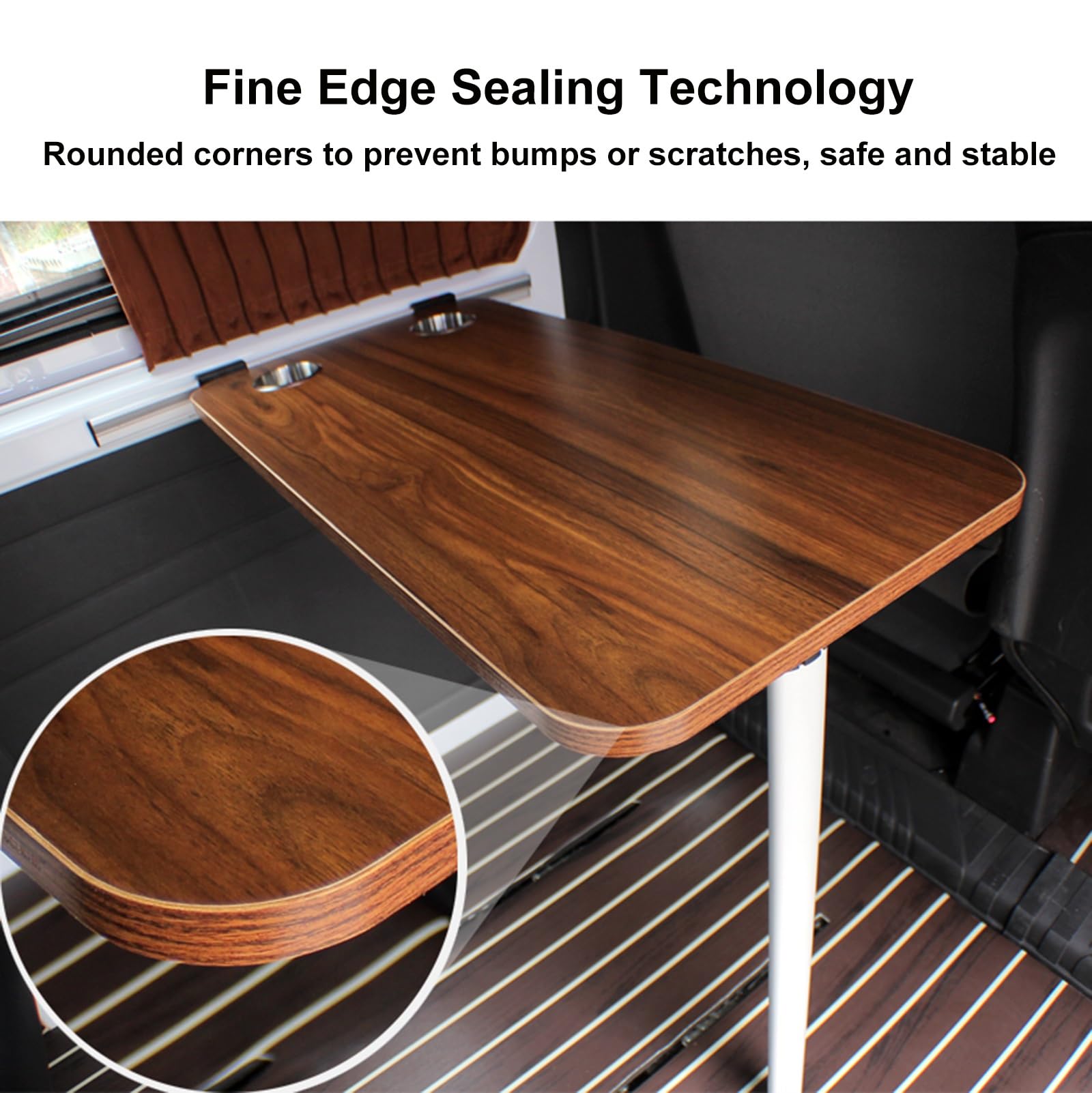 Tablero de Madera para Mesa de RV, Encimera de Repuesto Extraíble para RV, Escritorio Rectangular con 2 Portavasos, Panel de Mesa para Caravana, 80 x 40cm(Red)