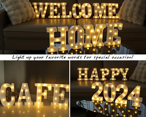 Miniatura 51 de Letras iluminadas, letras con luces LED de 26 alfabetos, letras iluminadas decorativas, letras de marquesina LED que funcionan con pilas para Luz