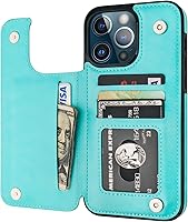 Vista 18 de ONETOP - Funda tipo cartera compatible con iPhone 13 Pro Max con tarjetero, piel sintética, ranuras para tarjetas, doble cierre magnético y funda