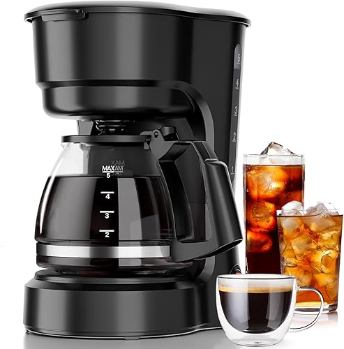 Miniatura 1 de Kismile Cafetera de 5 tazas, cafetera de goteo pequeña de 0.75 L con diseño antigoteo, protección contra quemaduras en seco, embudo de filtro