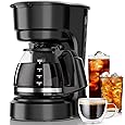 Kismile 5-Cup Drip Coffee Maker with Anti-Drip System, Food-Grade Compact Coffee Machine with Removable Funnel, Warm Plate, Dishwasher-Safe Glass Carafe, Portable Coffee Maker for Home & Office Use