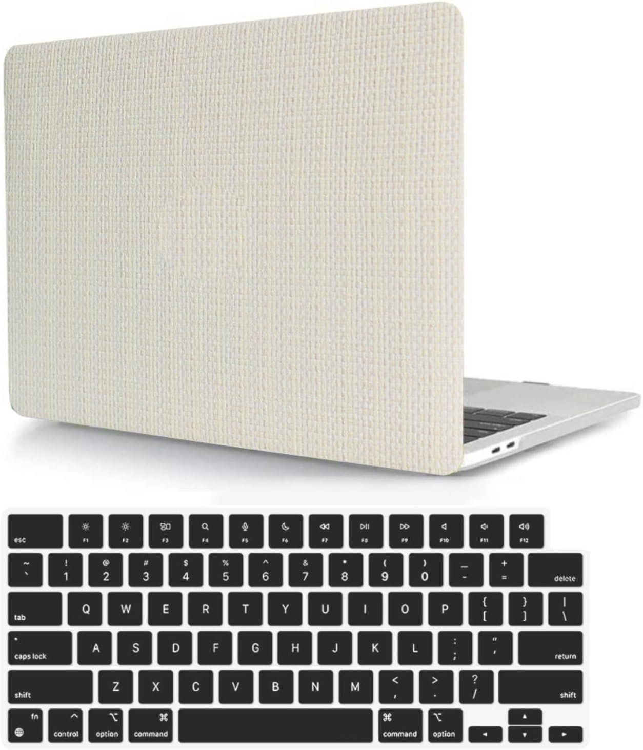 Case Compatible with MacBook Air 13 inch (Models: A1369 & A1466, Older Version 2010-2017), 2 in 1 Leather Hard Shell Protective Case Cover & Keyboard Protector - Woven Beige