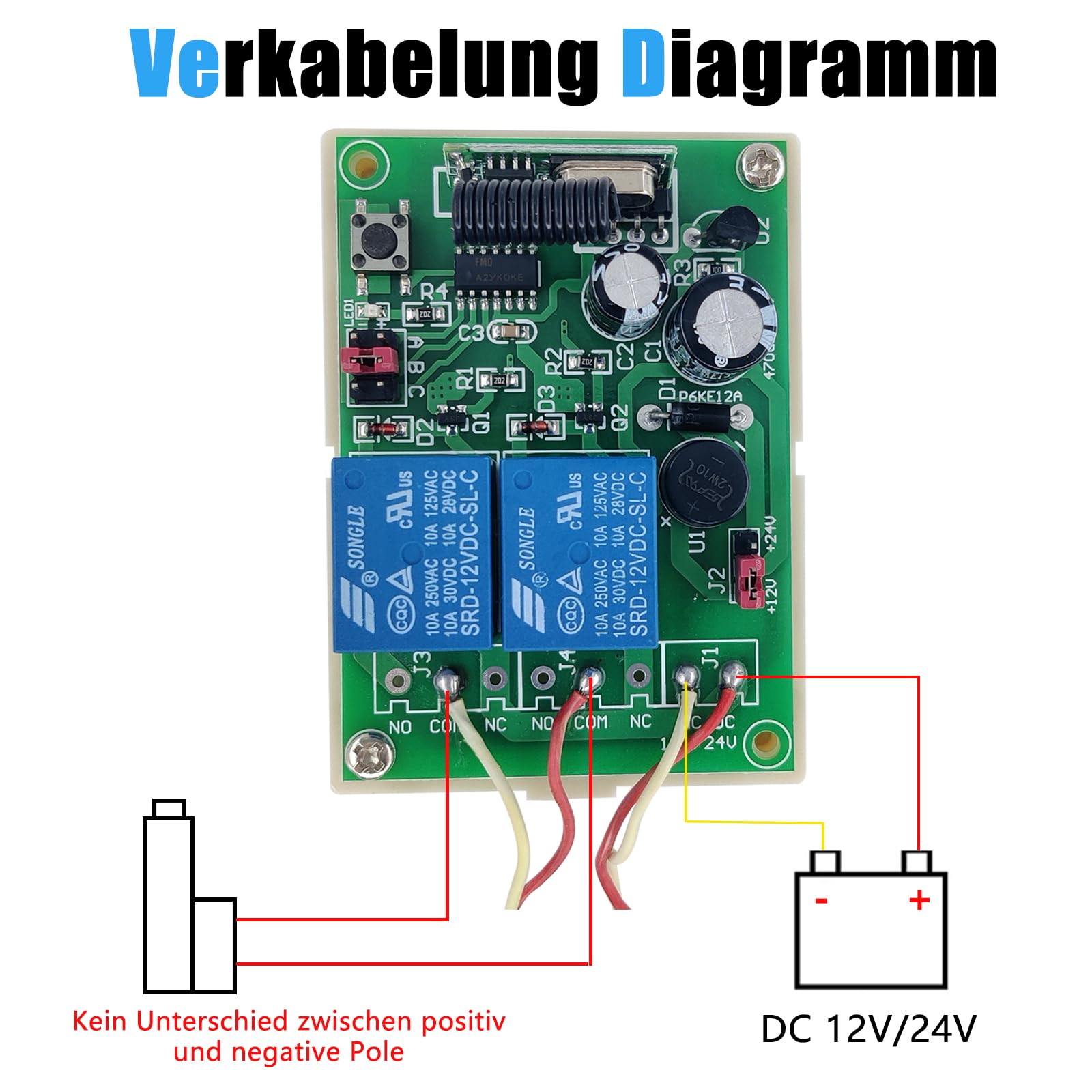 Linear Actuator Controller für DC 12V/24V Linearantrieb, Remote Positive Inversion Control Kit