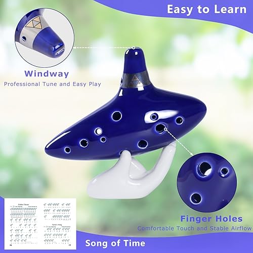 Miniatura 3 de Aurzen Zelda Ocarina Alto C Ocarinas de 12 hoyos con libro de canciones (canciones de la leyenda de Zelda) – viene con soporte de exhibición, bolsa