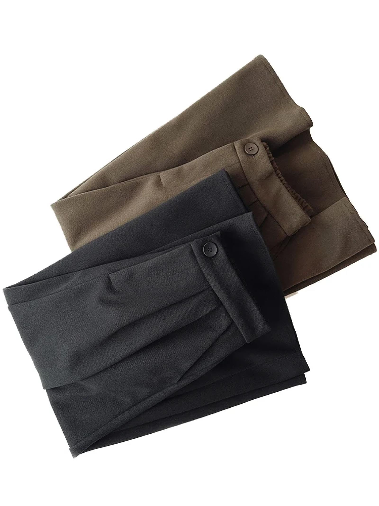 Faldas De Tubo Mujer Womens Vintage Midi Falda Larga con Bolsillos Moda Alta Cintura Un Botón Cremallera Engrosada Faldas