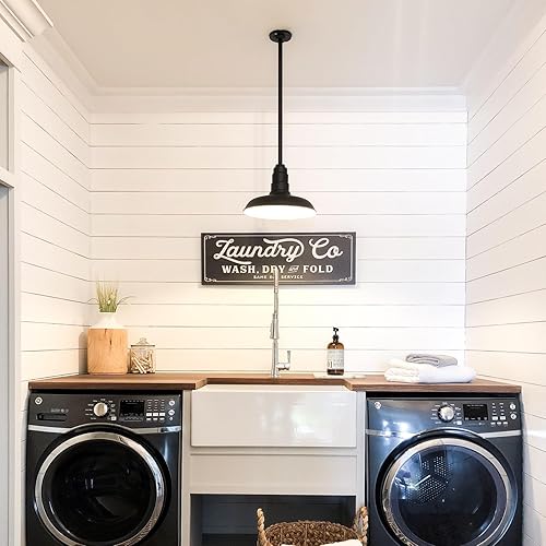 Miniatura 7 de Steel Lighting Co. Malibu - Lámpara colgante  Montaje en techo  Domo de 14 pulgadas  vástago de 12 pulgadas  Estilo de granja de acero resistente