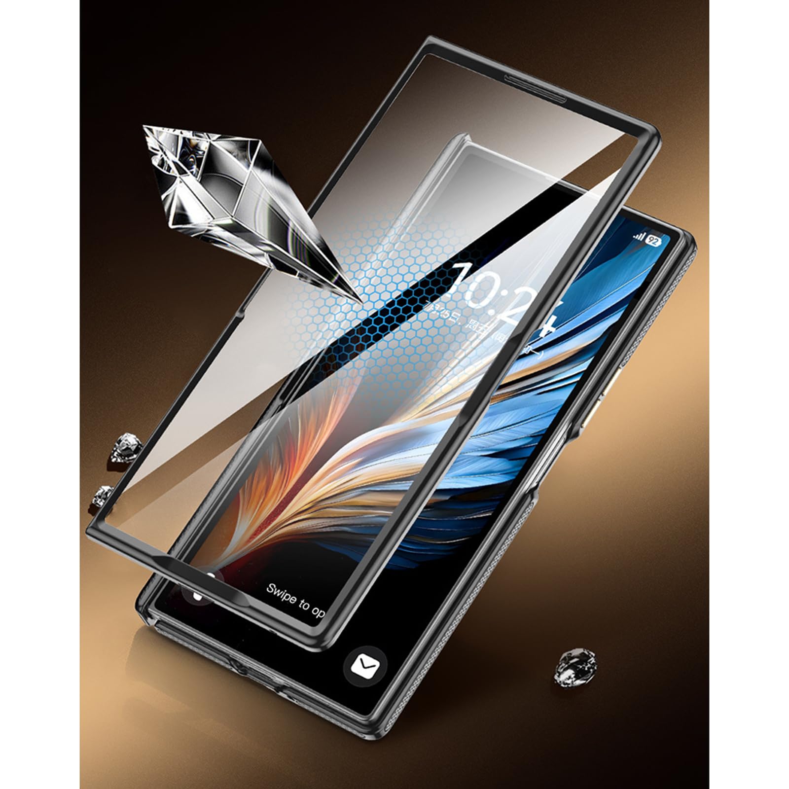 Skórzane etui do Samsung Galaxy Z Fold 7, ukryta podpórka na nadgarstek, etui ze szkła hartowanego, odporne na wstrząsy, czarne, składane 7