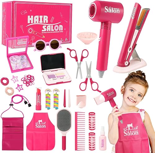 Juguetes de peluquería para niñas, 49 piezas, juego de salón de belleza, kit de estilista de peluquería, accesorios para el cabello para niñas,