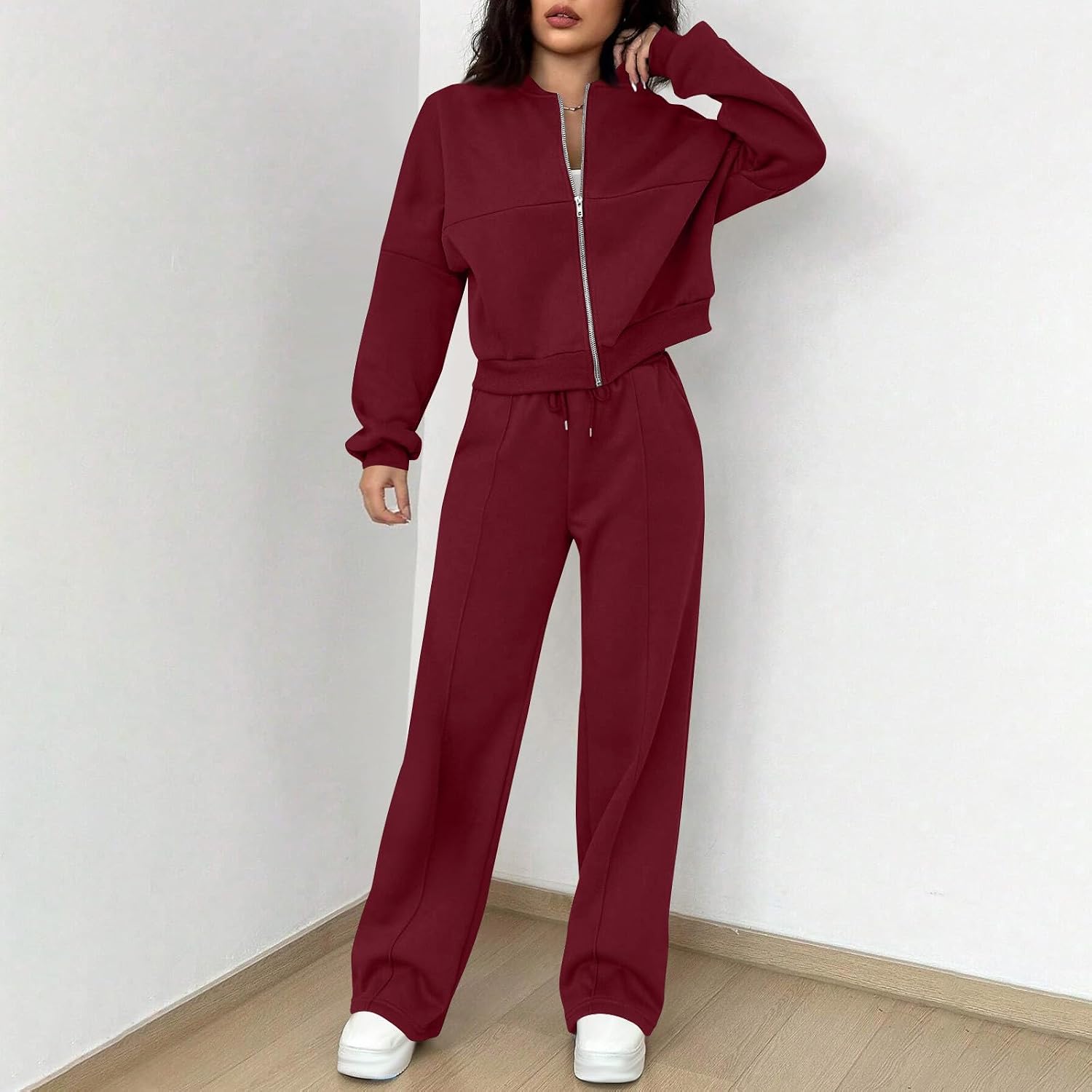 Womens Sweatsuits 2 Piece Outfits Fall Sport Zipper Sweatshirt Jackets with Casual Jogger Sweatpants Tracksuit Sets