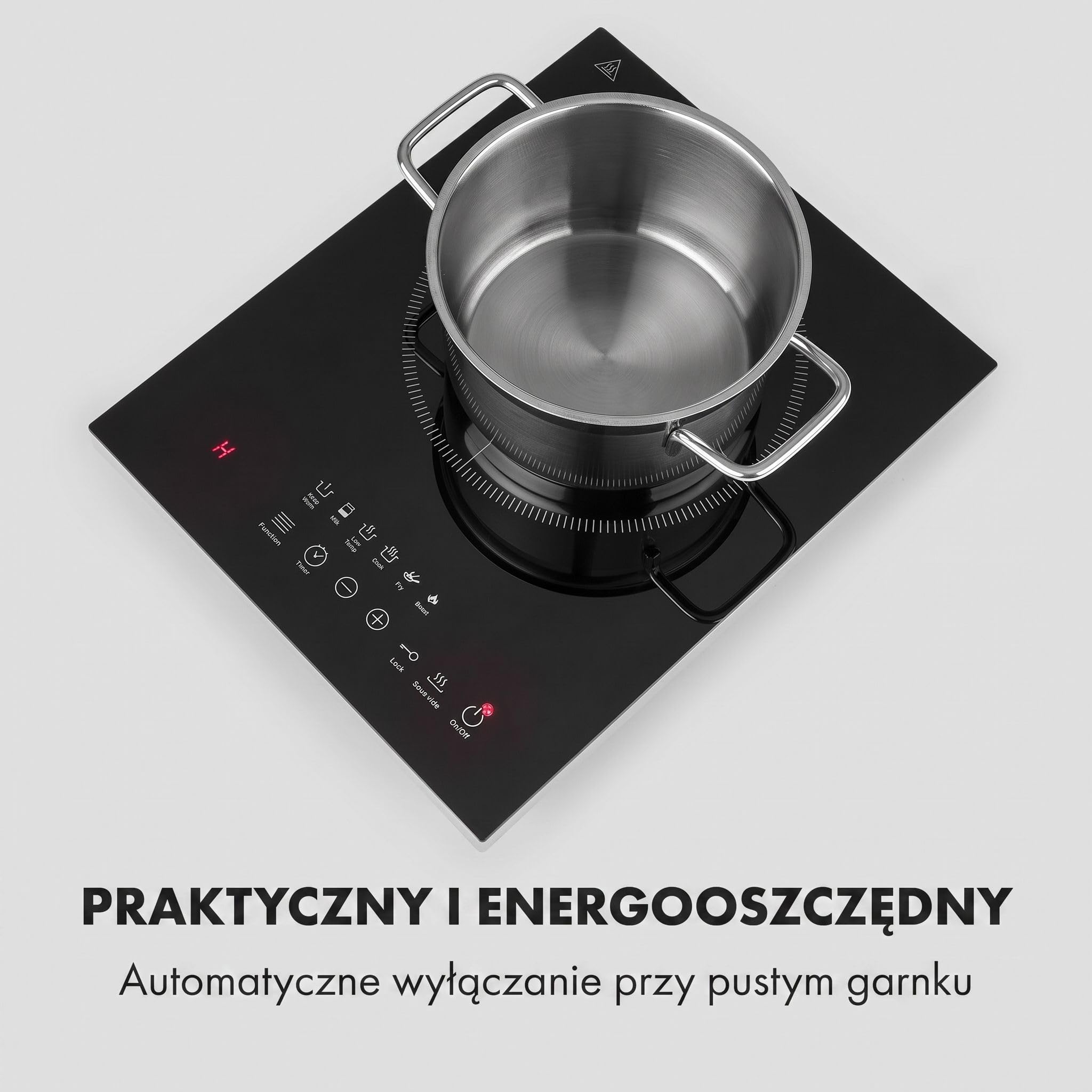 Klarstein Cook n Roll Plaque de cuisson à induction avec thermomètre Noir 2000 W Ø 26 cm 10 niveaux de température 6 programmes, fonction SousVide, HeatControl
