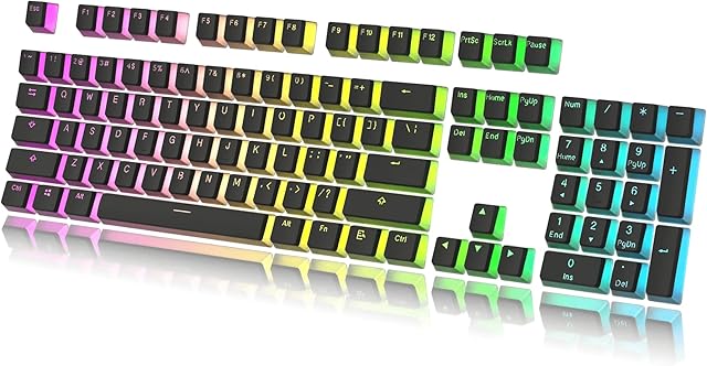 HK Gaming Pudding Keycaps Set | Doubleshot PBT Keycap Set | Full 108 OEM Profile Key Set | ANSI US-Layout | For Mechanical Keyboard | Compatible with Cherry MX, Gateron, Kailh, Outemu | Black