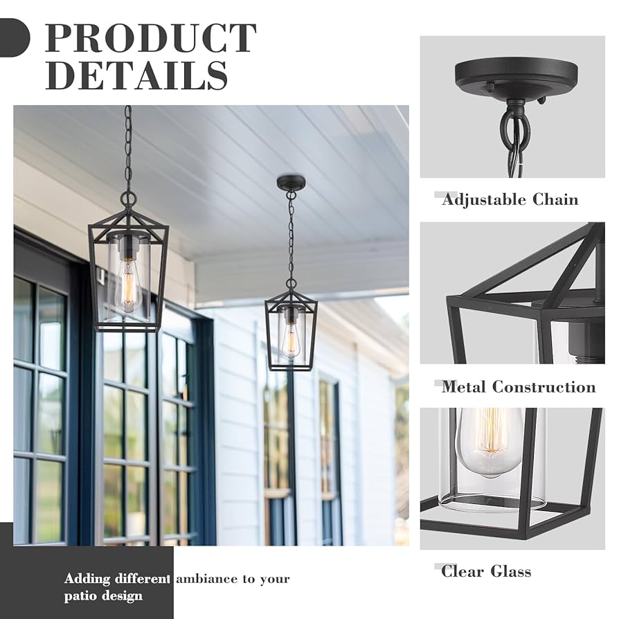 Emliviar Modern Outdoor Pendant Light, 1-Light Outdoor