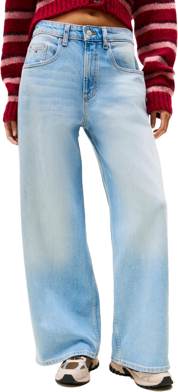 Tommy Jeans Womens Charlie Mid Rise Loose Wide Leg Jeans