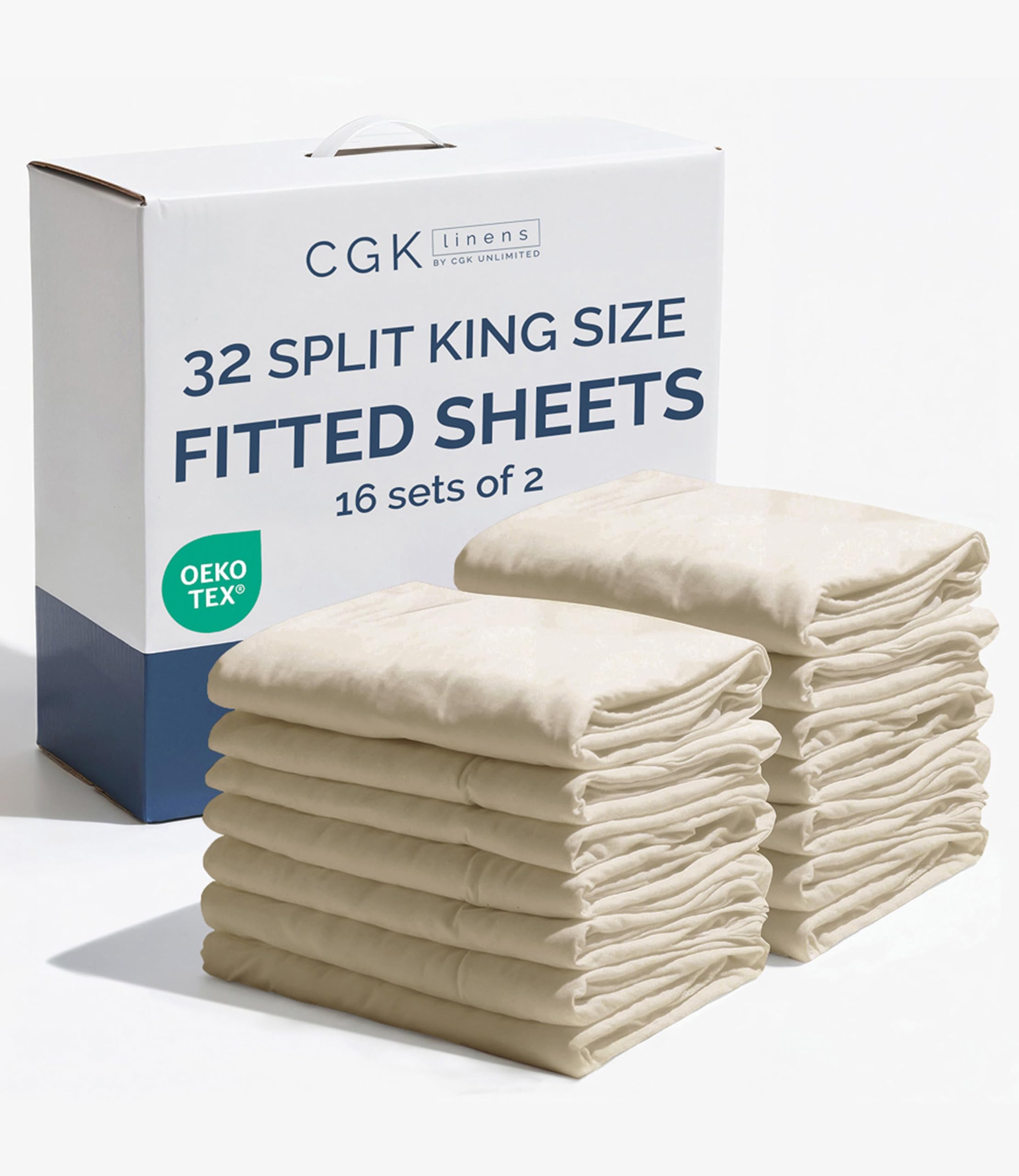 Split King Fitted Sheet - Single Fitted Sheet Only - Deep Pockets - Cream