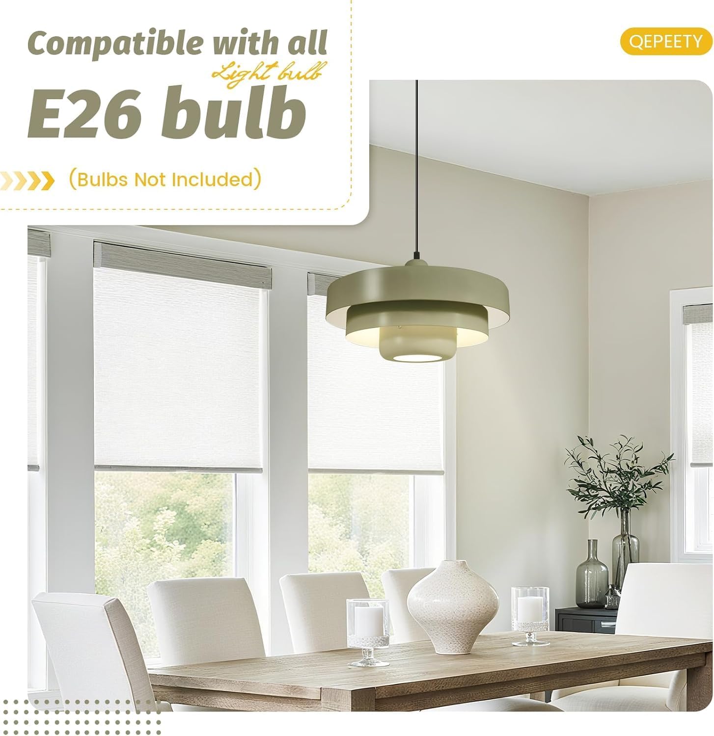 Plug in Pendant Light Fixtures, Olive Green Hanging Lamp with 3-Layer Metal Shade 14.75ft Hanging Lights with Plug in Cord Nordic Hanging Light for Kitchen Island Dining Room Bedroom